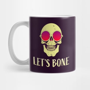 Let's Bone || Funny Halloween Skeleton With Sunglasses Mug